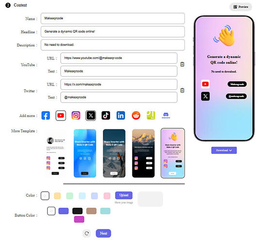 Generate a social media QR code